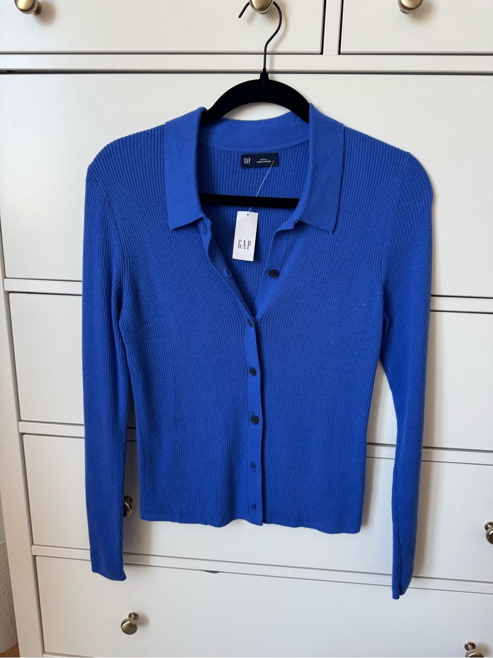 GAP Women's Cobalt Blue Ribbed Button Cardigan